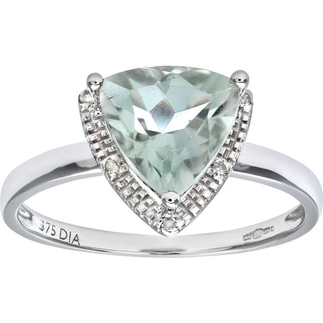 9ct white gold green amethyst and diamond ring by naava