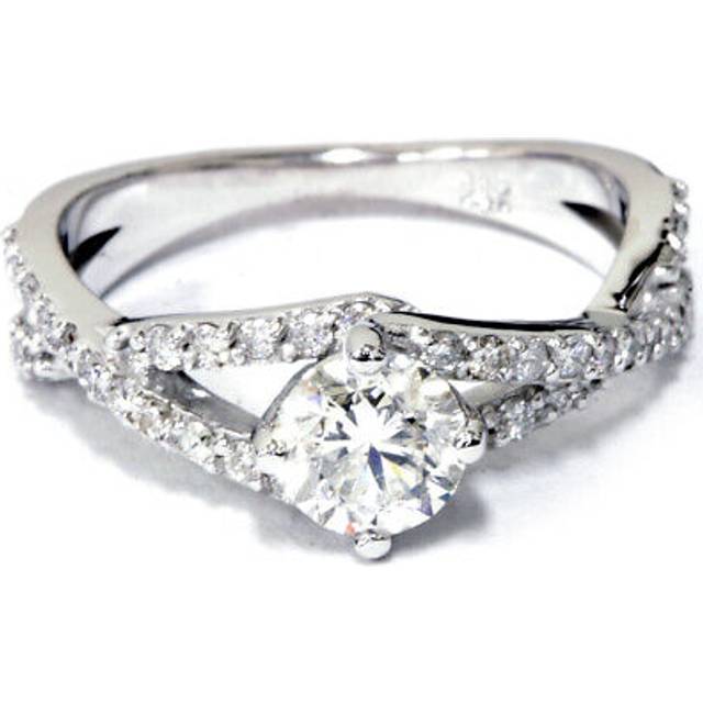 1/5 Ct Diamond Engagement Ring 14k White Gold Solitaire Round Brilliant Cut