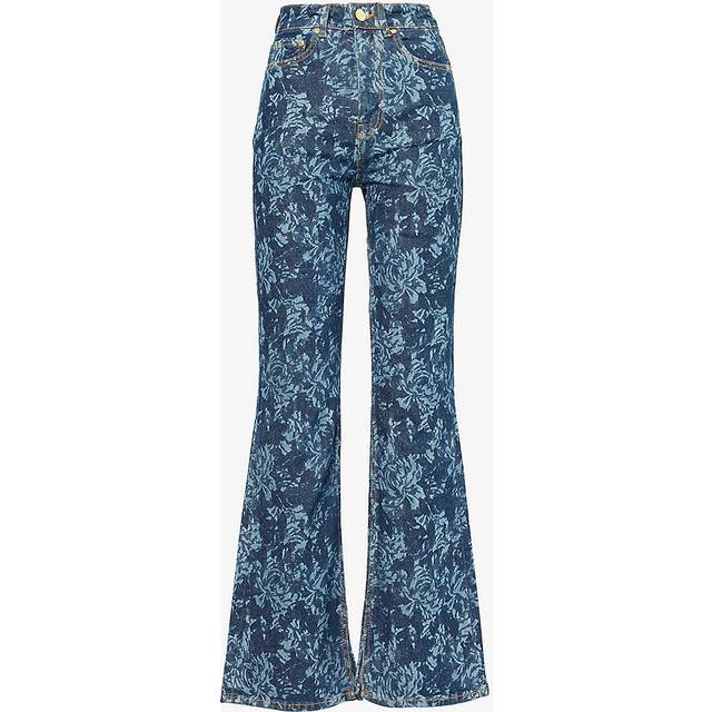 GANNI Blue Lazer Bootcut Slit Iry Jeans - 566 Mid Blue Stone - WAIST US 25