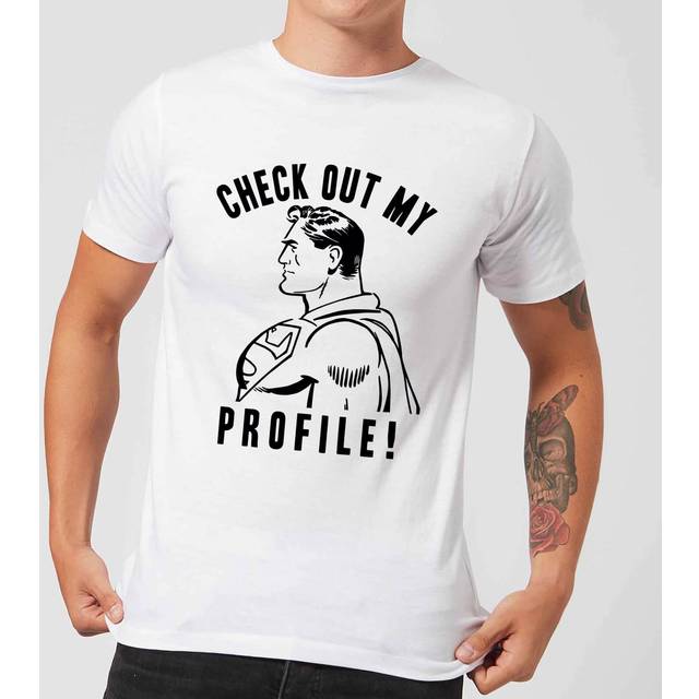 DC Comics Superman Check Out My Profile T-Shirt - White - 5XL