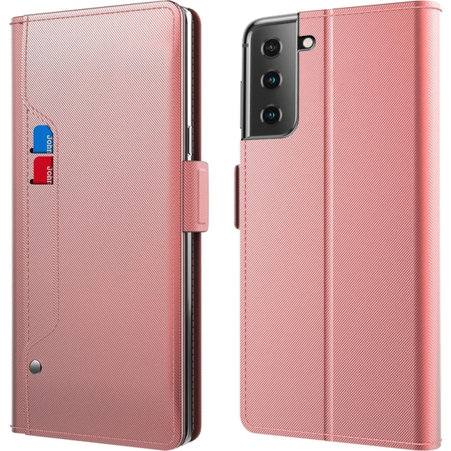 PlÃ¥nboksfodral med Spegel Galaxy S21 Plus - RosÃ©guld