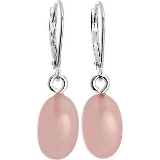 Sterling silver & rose quartz stone leverback earrings lever backs