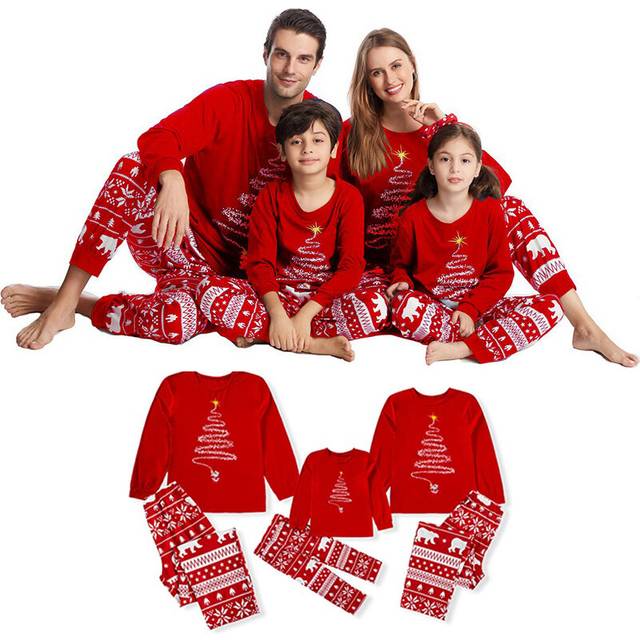 (Kids 14T) Family Christmas Matching Pajamas Set Kids Xmas Nightwear Pjs