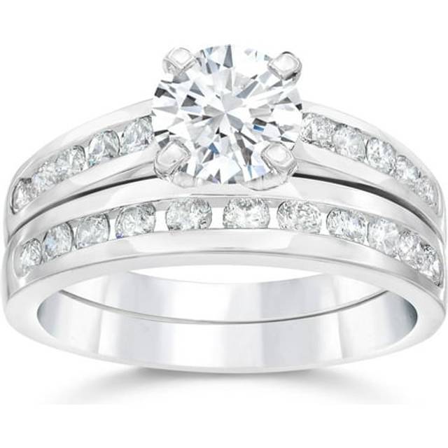 2 Carat Diamond Solitaire Engagement Ring Matching Wedding Band White Gold 14kt