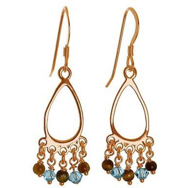 Rose gold plated sterling silver & tiger eye chandelier earrings