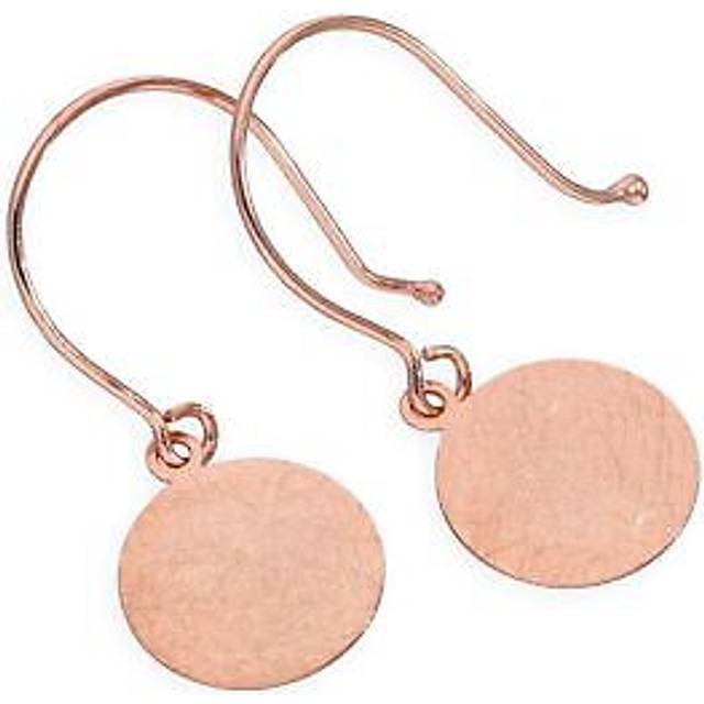 9ct Rose Gold Brushed Circle Fish Hook Earrings Round Bauble Fish Hooks