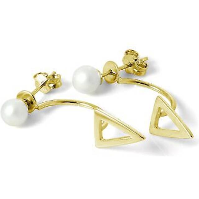Gold Plated Sterling Silver Pearl Ear Jacket Stud Earrings