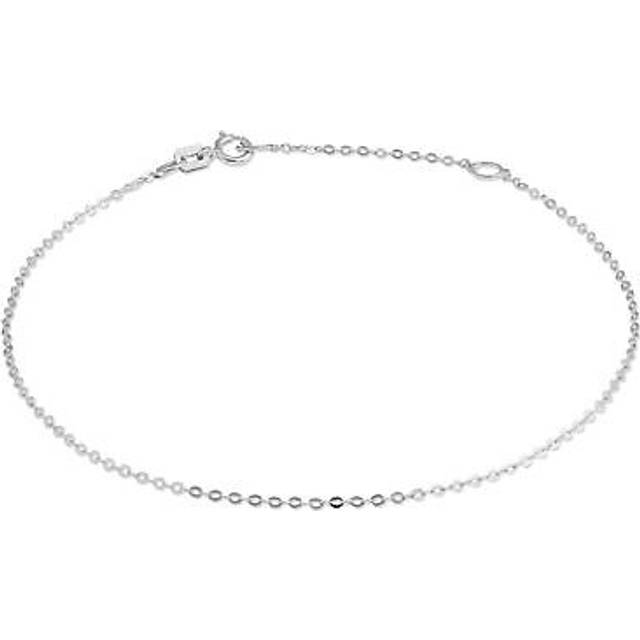 9ct White Gold Hammered Trace Chain Bracelet 7 - 8 Inches