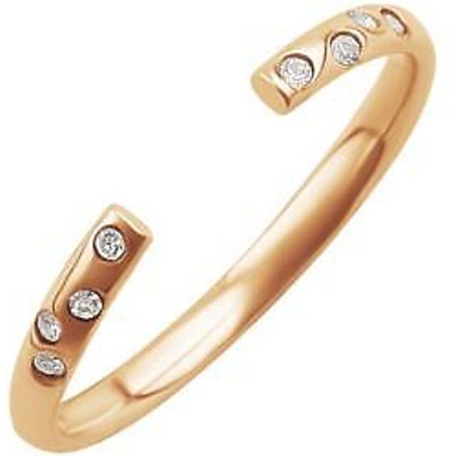 Rose Gold Plated Sterling Silver Cz Open Adjustable Ring