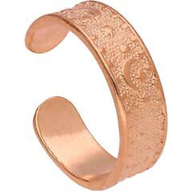 Rose Gold Plated Sterling Silver Moon Star Oxidised Toe Ring