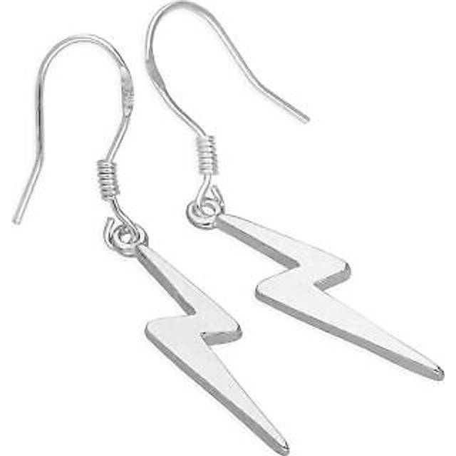 Sterling Silver Lightning Bolt Dangly Earrings On Fish Hooks