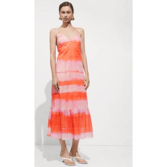 Mango Alicia Ruffle Mid Dress, Orange