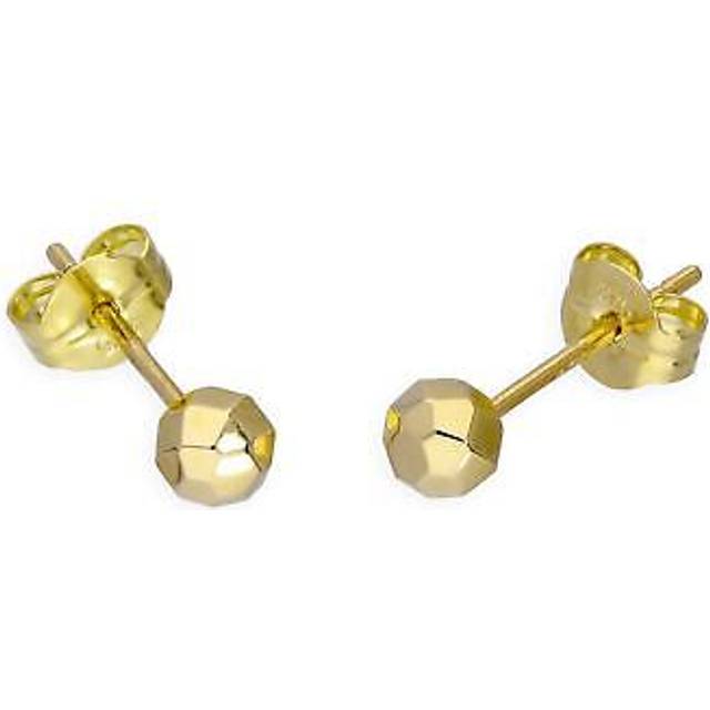 9ct Gold 3mm Diamond Cut Ball Stud Earrings Round Circle Studs