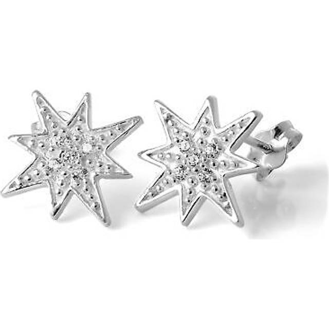 Sterling silver & cz crystal star stud earrings stars space christmas studs