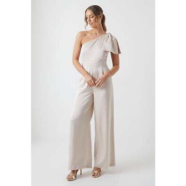 Bow Shoulder Bridesmaid Jumpsuit - Champagne - 12