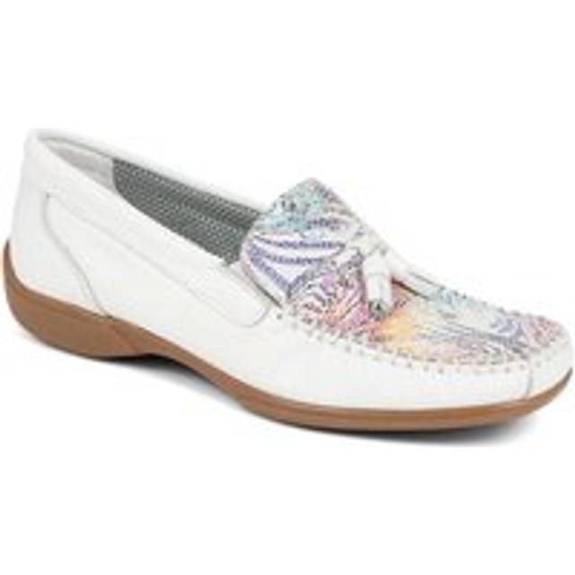 Embroided Panel Leather Loafers - CONT39001 / 325 241 - White Multi