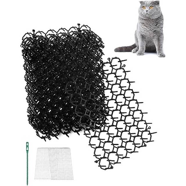 "12 Pack Cat Scat Mat, Cat Spikes, with Pegs and Ties, Prevent Animals from Entering the Garden and Destroying Plants (15x20cm I 6""x8"")"