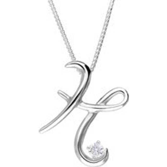 Love Letters 9ct White Gold 0.10ct Diamond Initial H Necklace