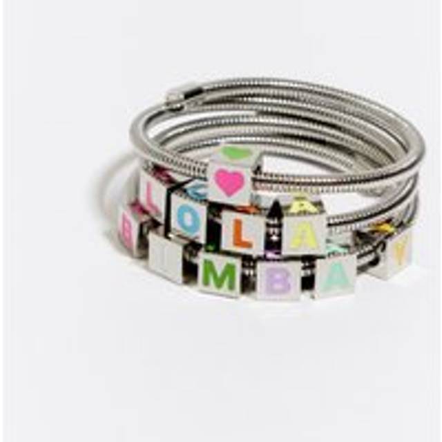 Silver coil chain Logo bracelet - DARK SILVER - UN