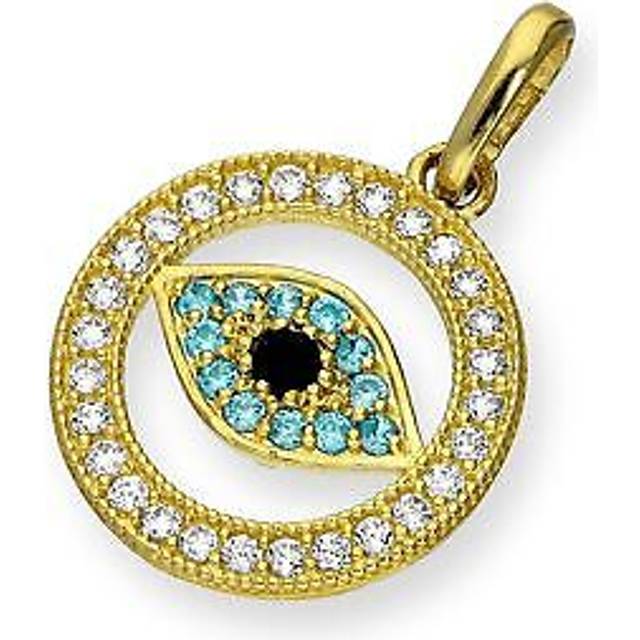 9ct gold & cz crystal evil eye charm cultural faith charms