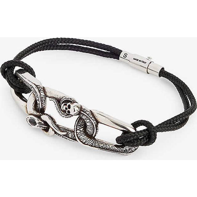 Alexander Mcqueen Mens Blk 0446 Jet Sw Skull-design Brass Bracelet S