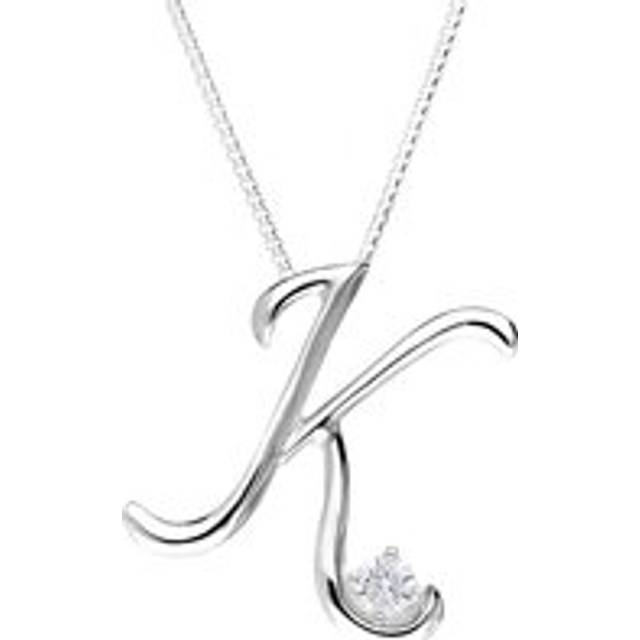 Love Letters 18ct White Gold 0.10ct Diamond Initial K Necklace