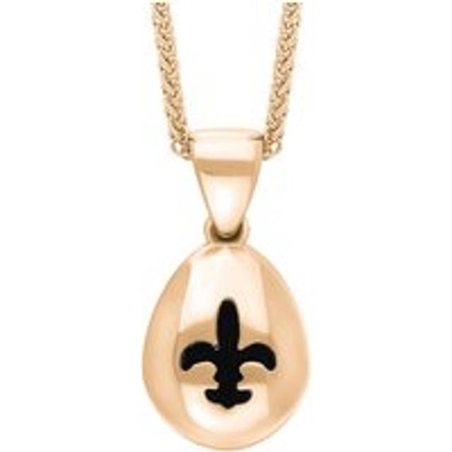 9ct Rose Gold Whitby Jet Fleur De Lis Pear Shape Necklace