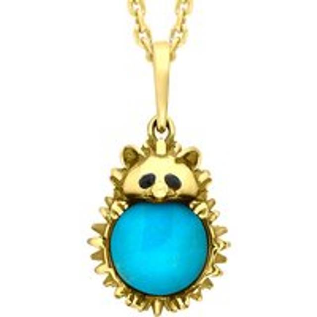 9ct Yellow Gold Turquoise Large Hedgehog Necklace