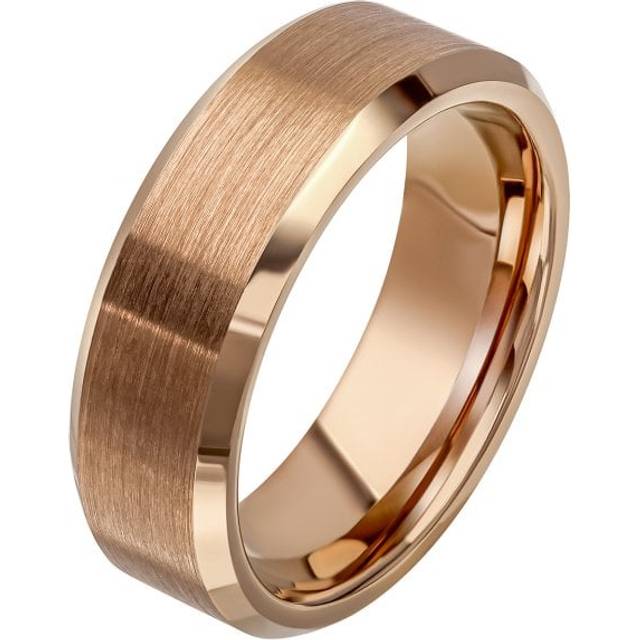 Brushed and Polished Coffee Plated Tungsten Ring R3859 / Size 65