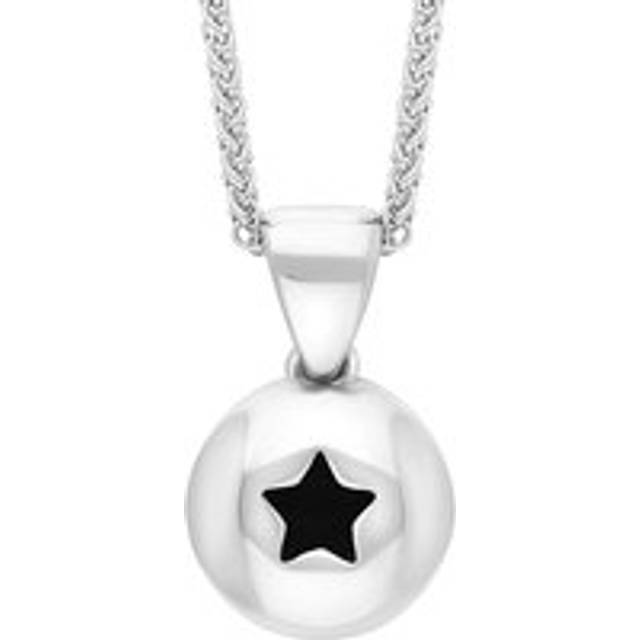 9ct White Gold Whitby Jet Star Disc Necklace