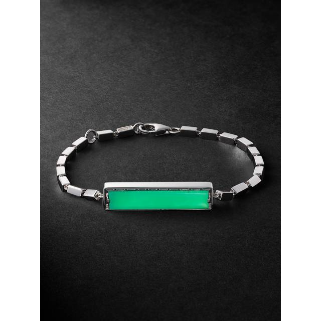 Suzanne Kalan - 18-Karat White Gold, Chalcedony and Diamond Bracelet - Men - Green