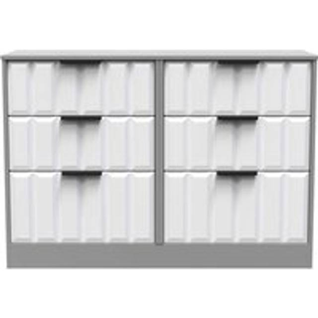 Welcome Furniture Ready Assembled New York 6 Drawer Midi Chest In White Matt & Dusk Grey, White