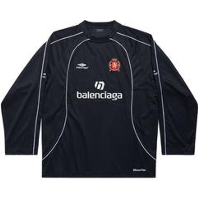 Balenciaga Paris Soccer Long Sleeve T-Shirt Oversized - Black - Men's - - Polyester