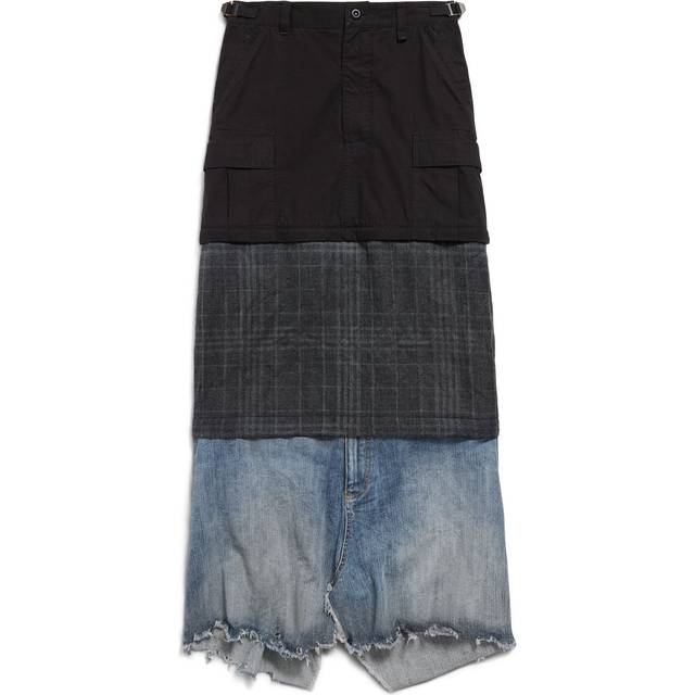 Balenciaga Maxi Layered Cargo Skirt - Black - Women's - 2 - 100% Cotton - 100% Wool