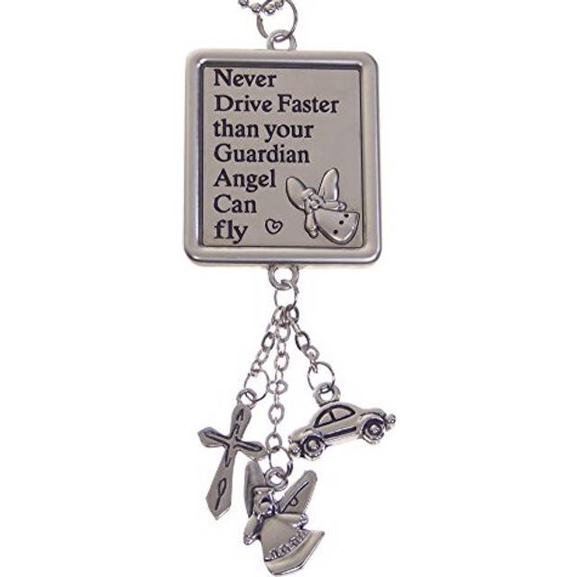 Never Drive Faster Than Your Guardian Angel Can Fly Car Charm