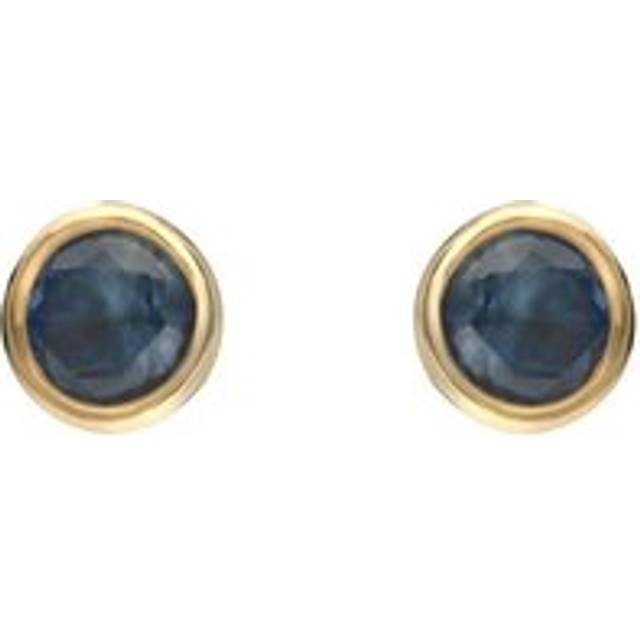 9ct Yellow Gold Sapphire 3mm Round Stud Rub Over Set Stud Earrings