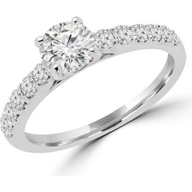 Majesty Diamonds MD160333-8.5 1.1 CTW Round Cut Diamond Multi Stone Engagement Ring in 18K White Gold, Size 8.5