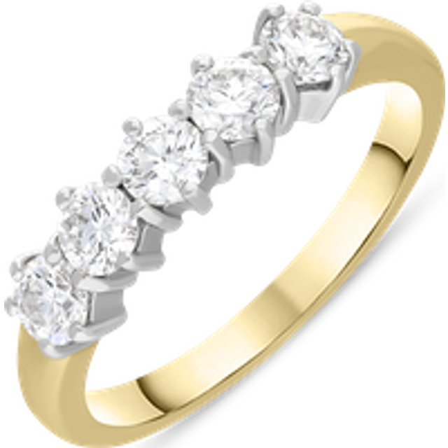 18ct Yellow Gold Diamond Five Stone Half Eternity Ring