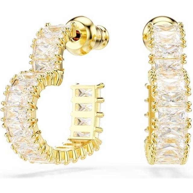 Swarovski Matrix Gold Heart Shape Baguette Crystal Hoop Earrings