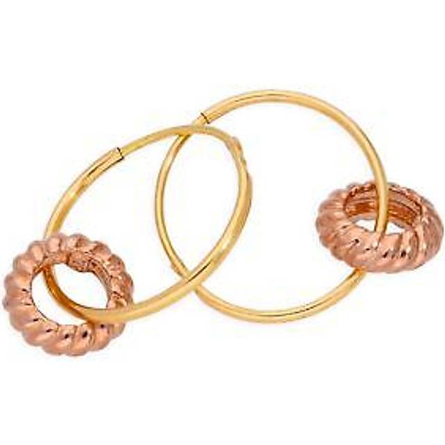 9ct Gold 10mm Charm Hoop 9ct Rose Gold Karma Circle Earrings