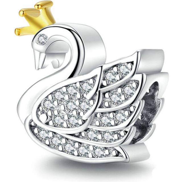 Princess Swan Beads Charm for Women Charms Silver plating Beads Fashion DIY Jewelry Bracelet Bangle