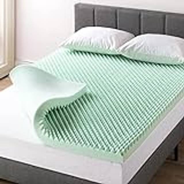 Mattress 3 Inch Egg Crate Memory Foam Mattress Topper with Calming Aloe Infusion CertiPUR-US Certified TwinGreen