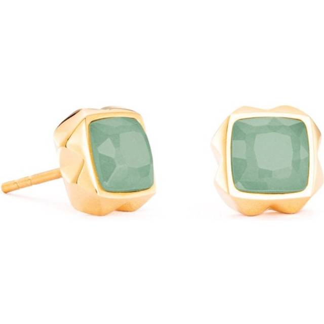 COEUR DE LION Ohrringe Spikes Square Aventurin Gold-Grün