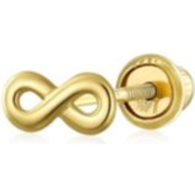 Genuine 14K Yellow Gold Minimalist Helix of Love Infinity Stud Earrings Cartilage Ear Lobe Piercing Symbol for Women Teen Girlfriend Dice gold