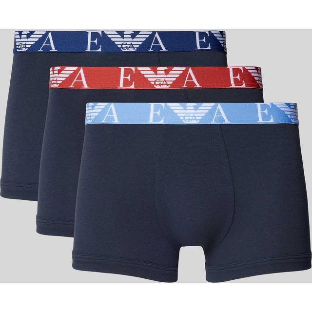 Emporio Armani Men's 3-Pack Stretch Cotton Boxer Trunks, Navy - Black - Size: 32/33/32