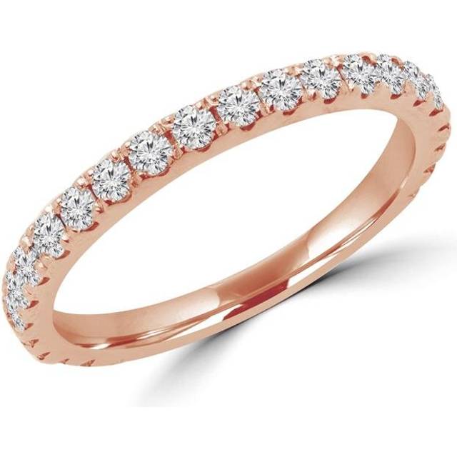 0.4 CTW Round Diamond Semi-Eternity Wedding Band Ring in 14K Rose Gold, Size 4.75