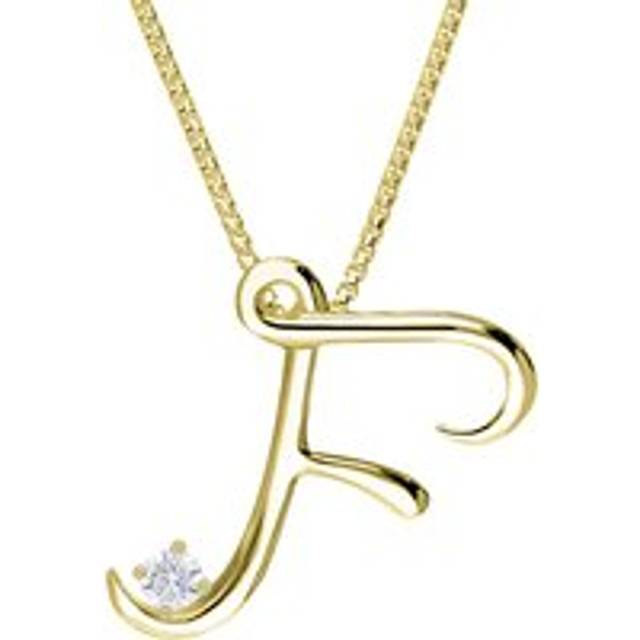 Love Letters 9ct Yellow Gold 0.10ct Diamond Initial F Necklace