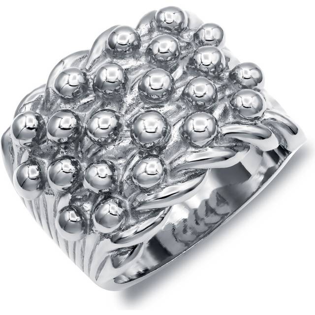(Z2) Jewelco London Mens Rhodium Plated Sterling Silver King George III 5 Row Keeper Guard Ring 20mm - ARN014