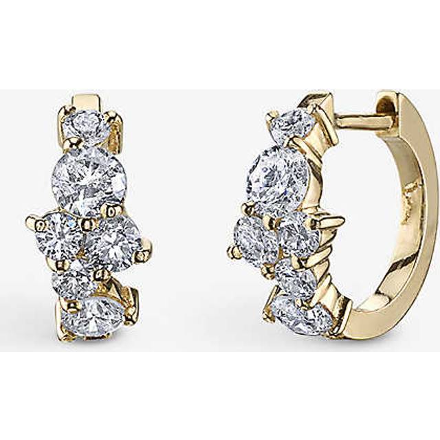 Sydney Evan Womens 14k Yellow Gold Cocktail 14ct Yellow-gold and 0.78ct Brilliant-cut Diamond Huggie Hoop Earrings - 14K YELLOW GOLD