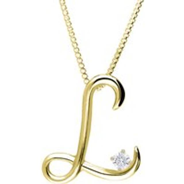 Love Letters 9ct Yellow Gold 0.10ct Diamond Initial L Necklace